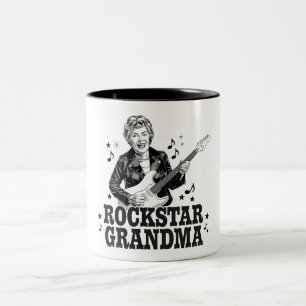 Rockstar Grandma – Fun en Retro Music Design Tweekleurige Koffiemok