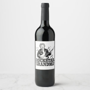 Rockstar Grandma – Fun en Retro Music Design Wijn Etiket
