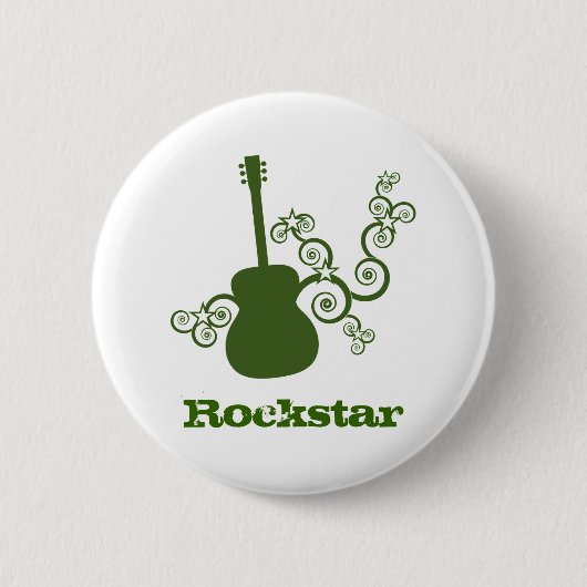 Rockstar Guitar Button, Green Ronde Button 5,7 Cm (Voorkant)