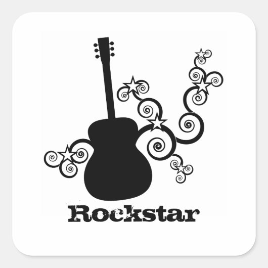 Rockstar Guitar Square Stickers (Voorkant)