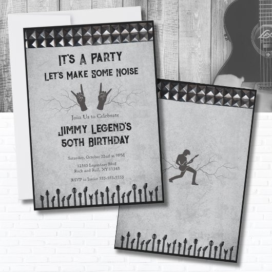 Rockstar Guitariste Anniversaire Fête Invitation