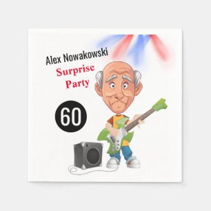Rockstar Joke 60th Mannen Funny Birthday Guitar Fu Servet
