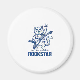 Rockstar Kat Gitaar Vintage Gravure Shirt Ontwerp Magneet