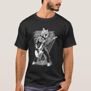 Rockstar Kat Speelt Gitaar Rock and Roll ROCK Muzi T-shirt