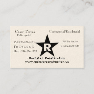 ROCKSTAR Logo, Rockstar Construction, Eric Andr... Visitekaartje