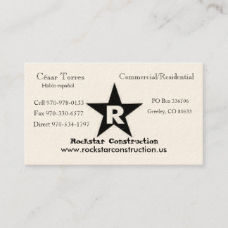 ROCKSTAR Logo, Rockstar Construction, Eric Andr... Visitekaartje