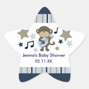 RockStar Monkey Baby shower STAR Sticker