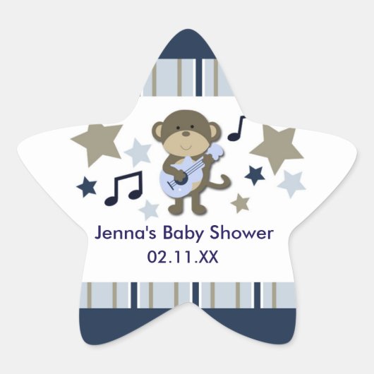 RockStar Monkey Baby shower STAR Sticker (Voorkant)