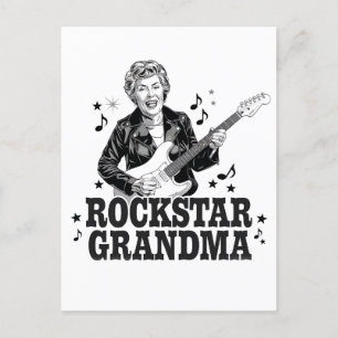 Rockstar Oma – Leuk en Retro Muziekontwerp Briefkaart