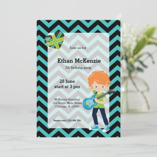 Rockstar party kaart (Staand voorkant)