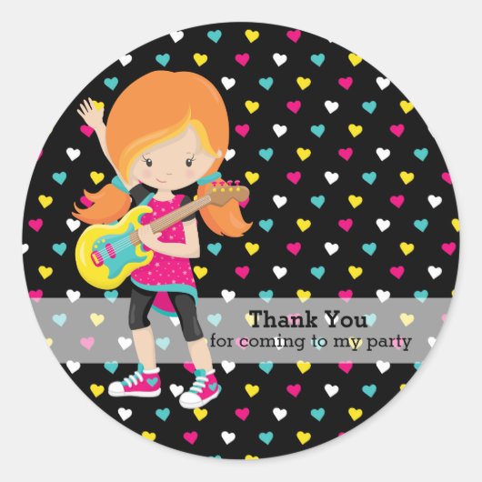 Rockstar party ronde sticker (Voorkant)