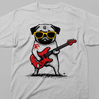 Rockstar Pugs hond speelt elektrische gitaar T-shirt