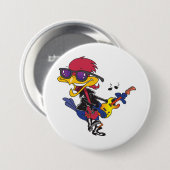 Rockstar Roadrunner Bird Playing Guitar Ronde Button 7,6 Cm (Voorkant /achterkant)