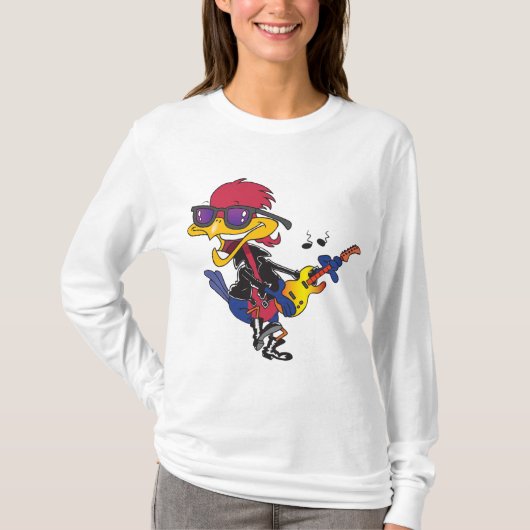 Rockstar Roadrunner Bird Playing Guitar T-shirt (Voorkant)