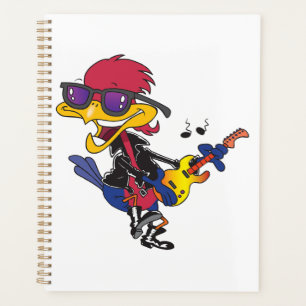 Rockstar Roadrunner Vogel die Gitaar Speelt Planner