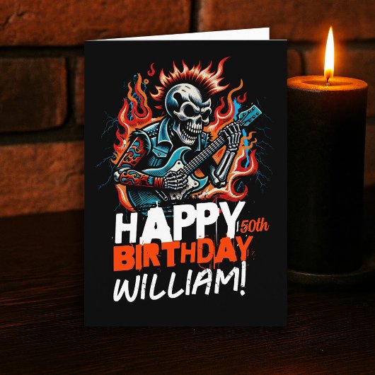 Rockstar Skeleton Gitaar Muzikanten Verjaardag Kaa Kaart