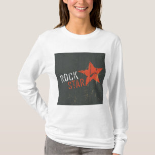 Rockster in Nood Gedecoreerde Rode Ster T-shirt
