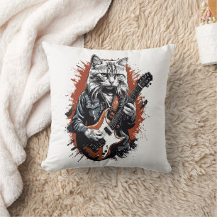 Rockster Kat die Gitaar Speelt Kussen