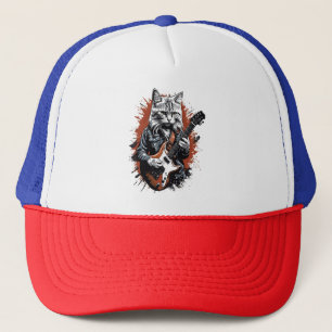 Rockster Kat die Gitaar Speelt Trucker Pet