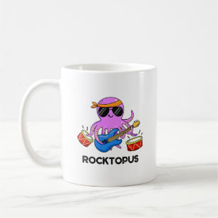 Rocktopus Funny Rock Band Octopus Pun Koffiemok