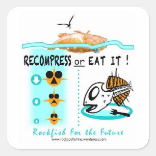 Rockvisstickers, herdruk of eet deze vierkante sticker