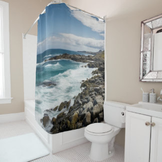 Rocky Beach Cove Ocean Waves thema Douchegordijn