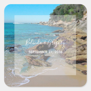 Rocky Beach Wedding Vierkante Sticker