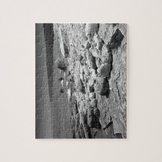 Rocky Beach zwart-wit foto puzzel (Verticaal)