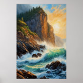 Rocky Cliff en de Roaring Ocean Poster (Voorkant)