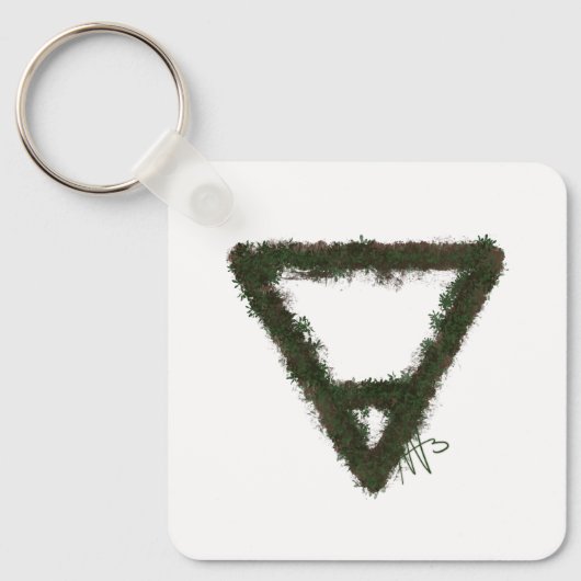 Rocky Earth Element Alchemy Symbool Metaal Sleutelhanger (Voorkant)