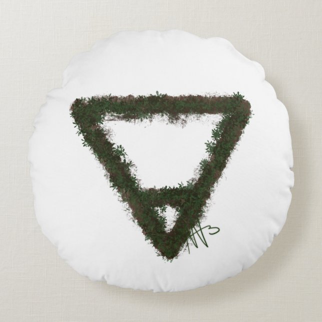 Rocky Earth Element Alchemy Symbool Rond Kussen (Voorkant)