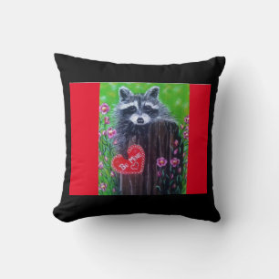 Rocky le Raccoon Valentine Coussin