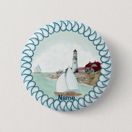 Rocky Lighthouse Ronde Button 5,7 Cm (Voorkant)