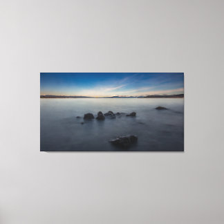 Rocky Morning Lange Blootstelling aan Lake Taupo Canvas Afdruk