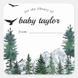 Rocky Mountain Baby shower Bookplaat Vierkante Sticker