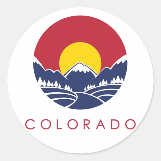 Rocky Mountain Colorado Sunset Logo Ronde Sticker (Voorkant)