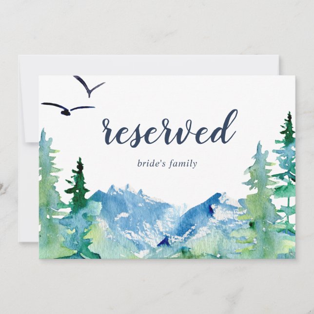 Rocky Mountain Destination Wedding Reserved Sign (Voorkant)