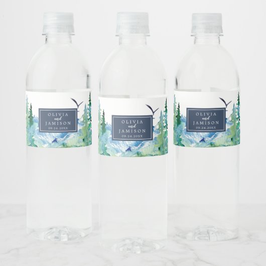 Rocky Mountain Destination Wedding Waterfles Etiket (Flessen)