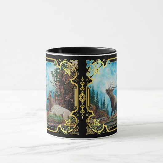 Rocky Mountain Elk, stier elk bugling/fancy ontwer Mok (Midden)