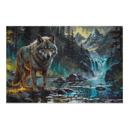Rocky Mountain Grey Wolf Art Perfect Poster (Voorkant)