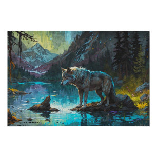 Rocky Mountain Grey Wolf Art Perfect Poster