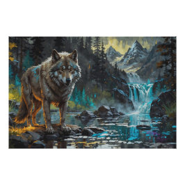 Rocky Mountain Grey Wolf Art Perfect Poster