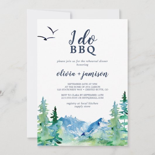 Rocky Mountain I Do BBQ Rehearsal Dinner Kaart (Voorkant)