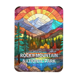 Rocky Mountain National Park Faux Glas in lood Magneet