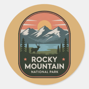 Rocky Mountain National Park Vintage Badge Ronde Sticker