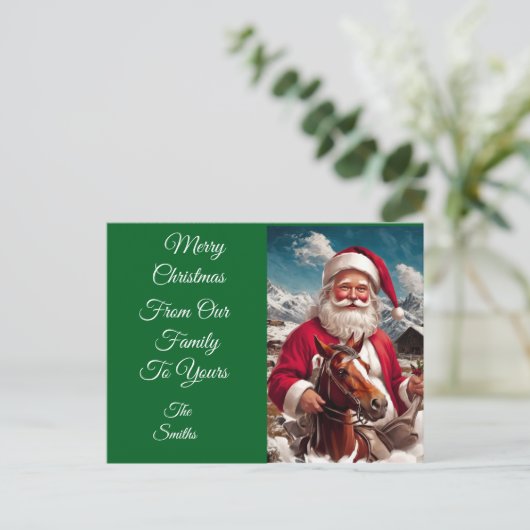 Rocky Mountain Santa en zijn paard Feestdagenkaart (Staand voorkant)