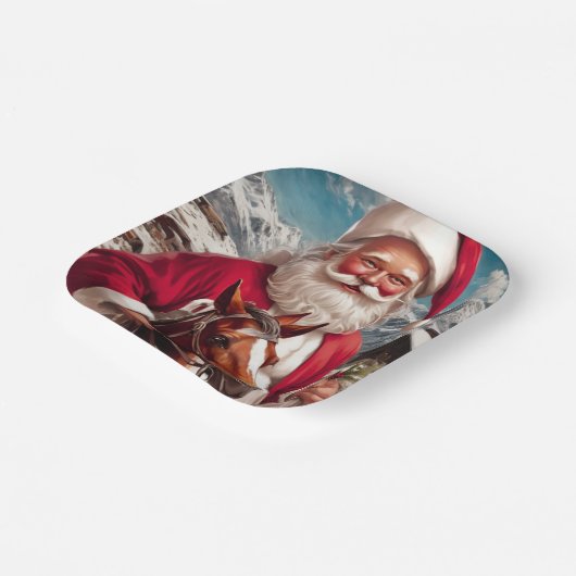 Rocky Mountain Santa en zijn paard Papieren Bordje (Gebogen)