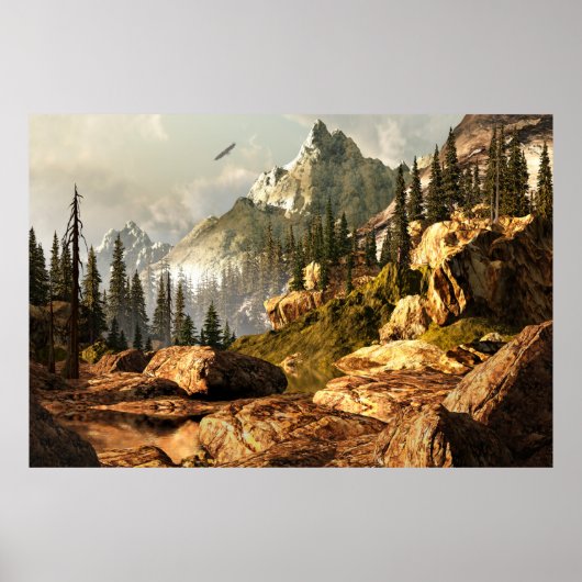 Rocky Mountain scène met kale adelarend in het geb Poster (Voorkant)