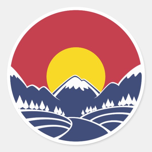 Rocky Mountain Sunset Logo Ronde Sticker (Voorkant)