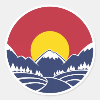 Rocky Mountain Sunset Logo Ronde Sticker